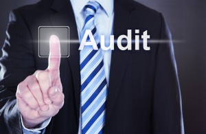 Businessman Touching Audit Button